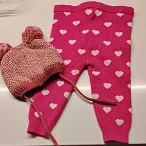 Pink Heart Pattern Kids Leggings